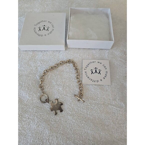 Sterling Silver Puzzle Piece Bracelet - Picture 3 of 6